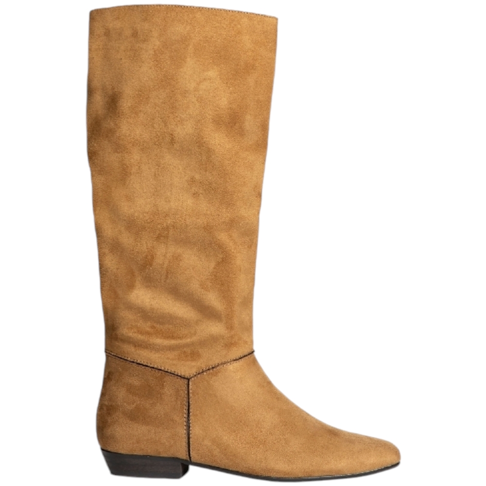 Stivali donna Western Corina M3810 in pelle scamosciata cuoio con tacco 2 cm zip al ginocchio punta tonda 