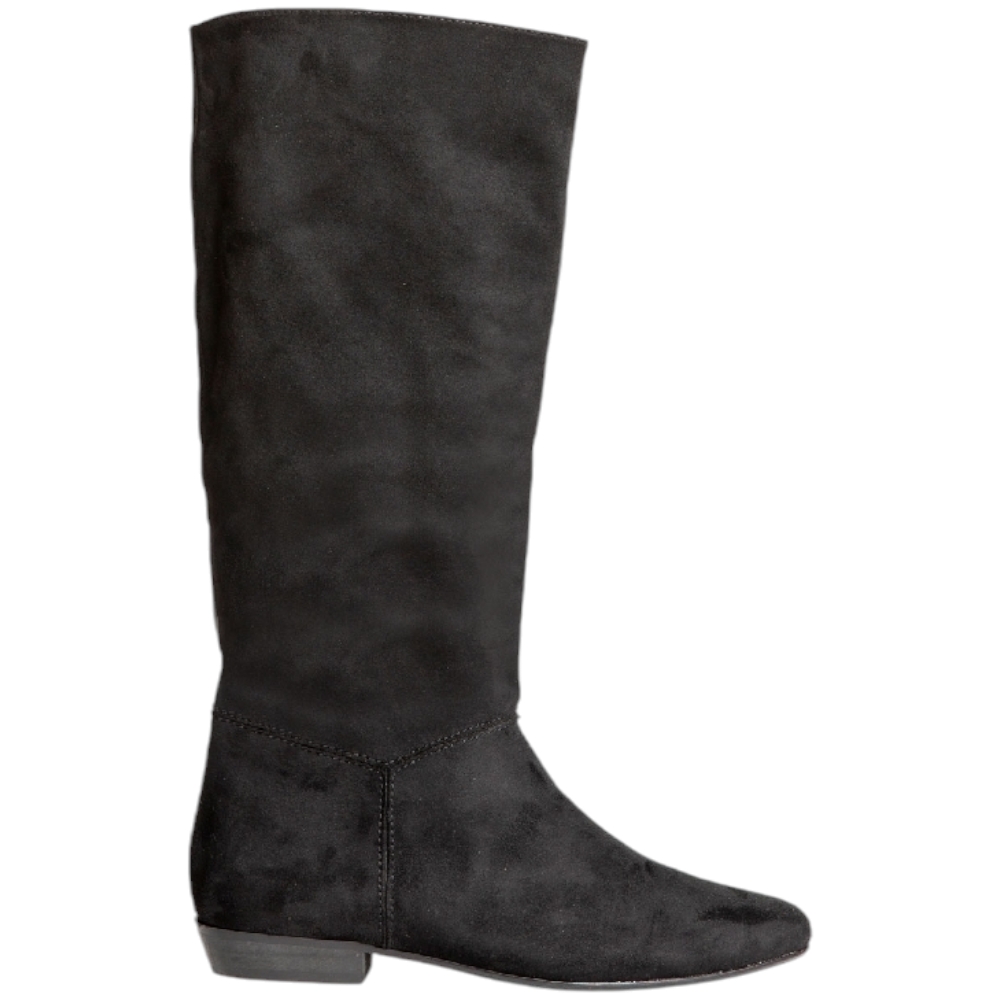 Stivali donna Western Corina M3810 in pelle scamosciata nera con tacco 2 cm zip al ginocchio punta tonda .