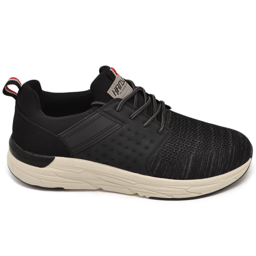 Sneakers HANSON uomo comfort bassa plantare anatomico removibile passeggio sportive monocolore nero LD28027-5.
