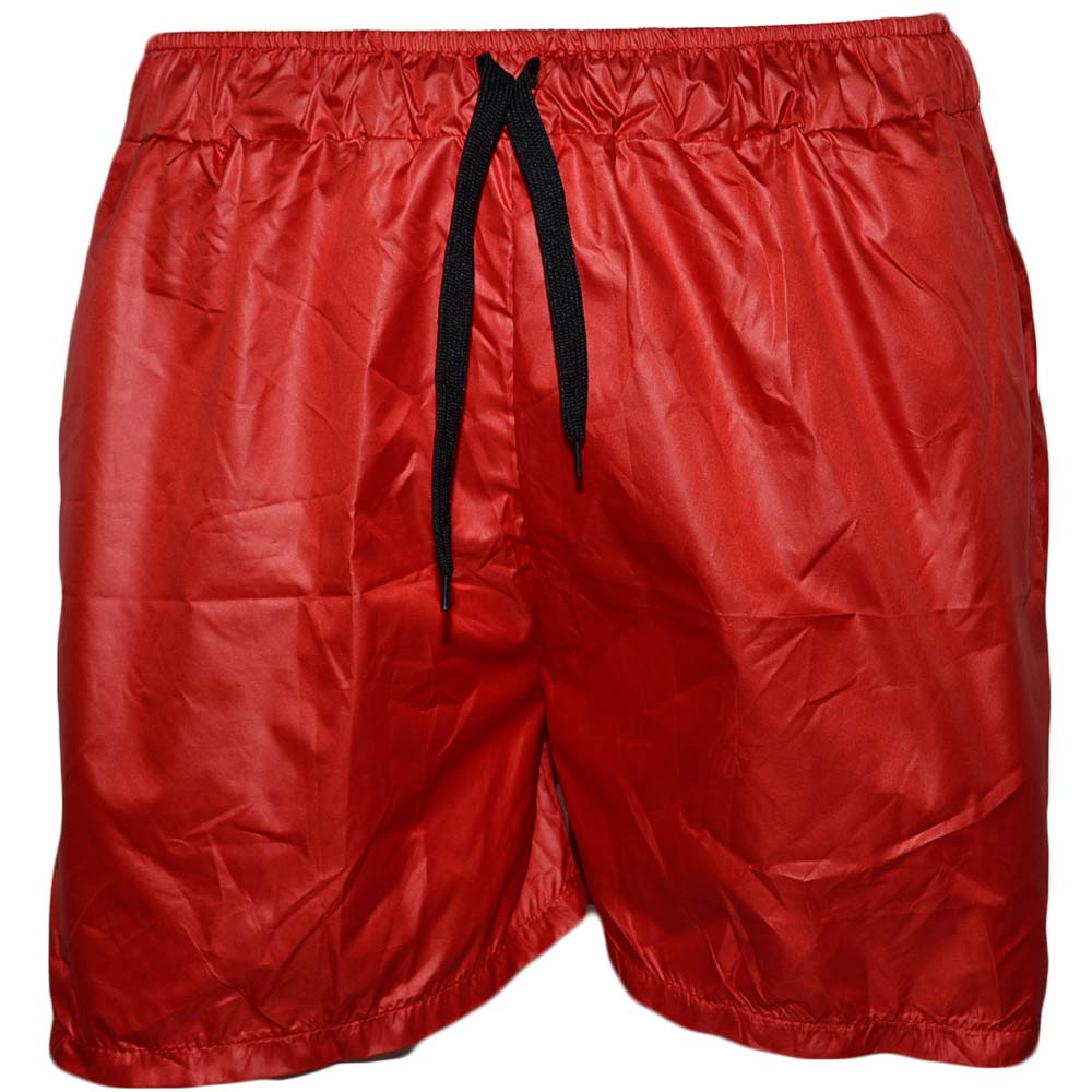 Costume mare uomo box corto rosso monocromatico in tessuto semilucido opacizzato slim fit trend asciugatura rapida .