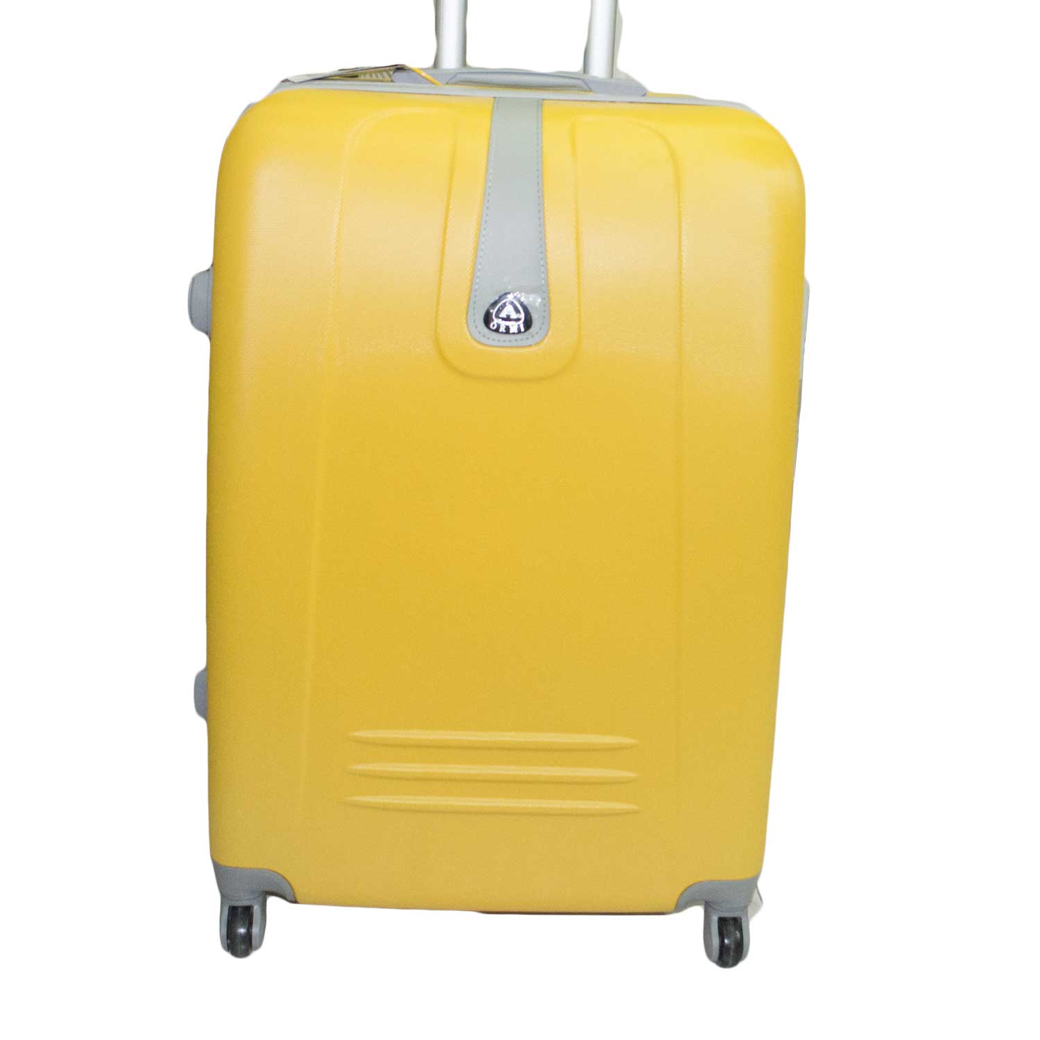 Set di 3 valigie giallo con struttura rigida trolley valigie bagaglio a mano.