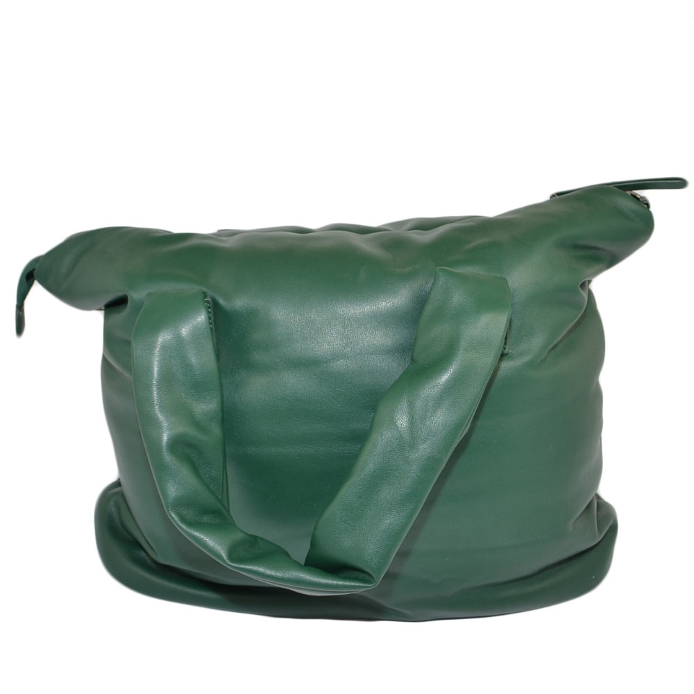 BORSA DONNA GRANDE VERDE PILLOW-BAG CON MANICO IMBOTTITO CHIUSURA CON ZIP  CAPIENTE MORBIDA COMODA donna big bags Malu Shoes