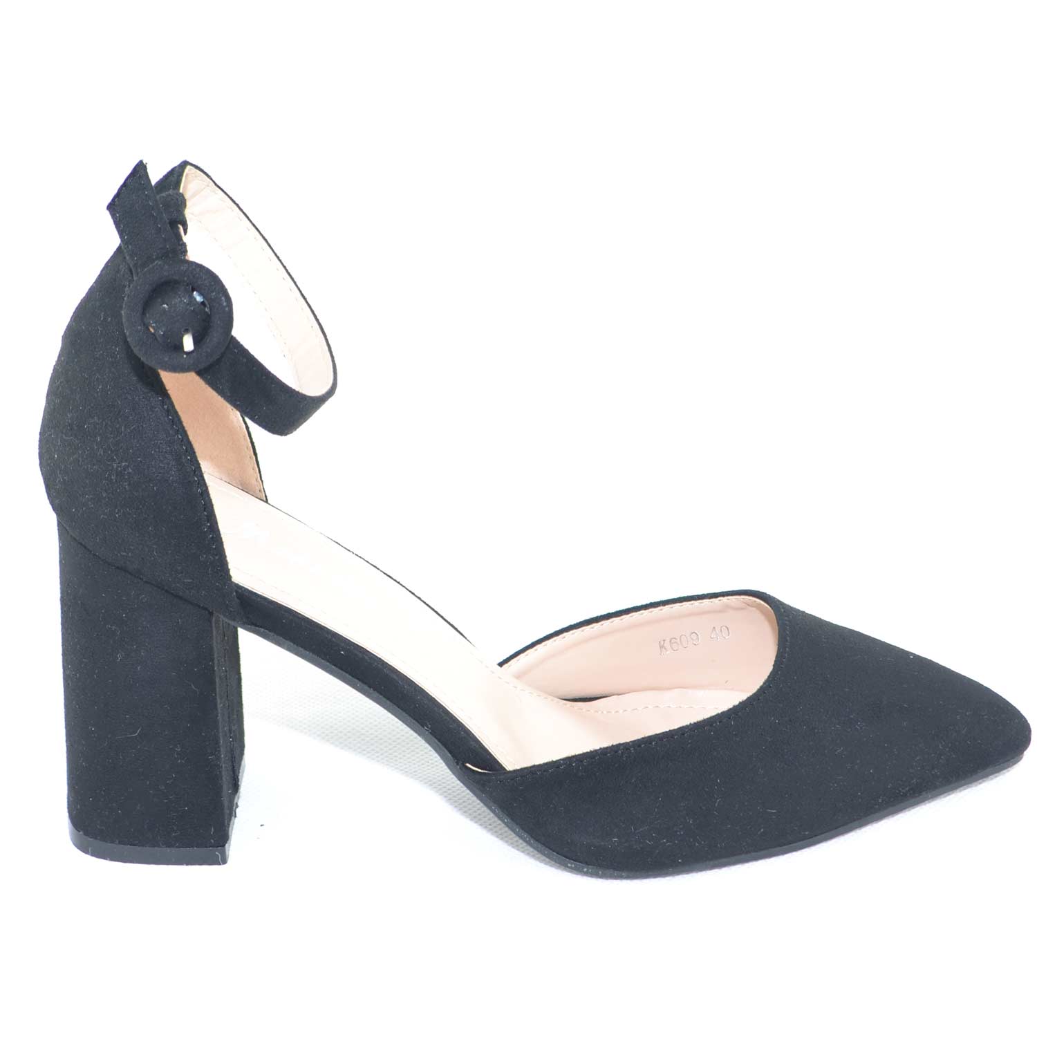 Sandalo tacco alto aperto a punta in camoscio nero con tacco e cinturino alla  caviglia glamour donna d�collet� Malu Shoes | MaluShoes