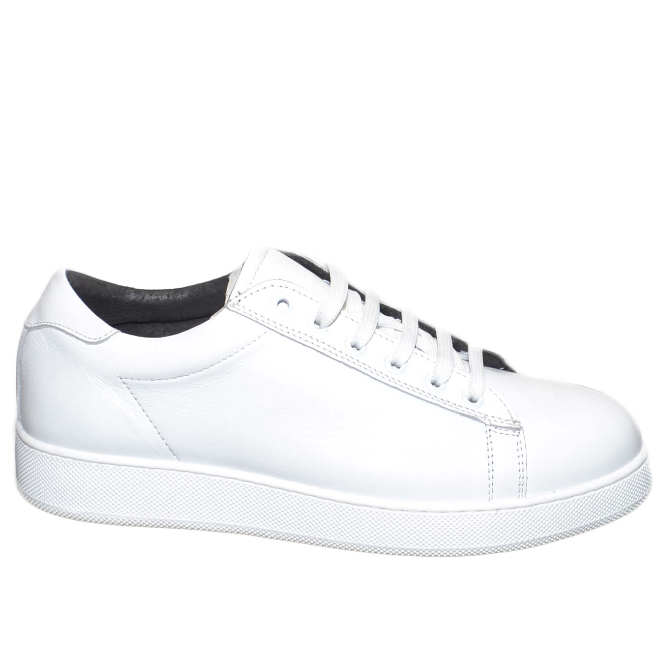 Sneakers bassa bianca uomo linea basic fondo comfort in vera pelle di  vitello e | eBay