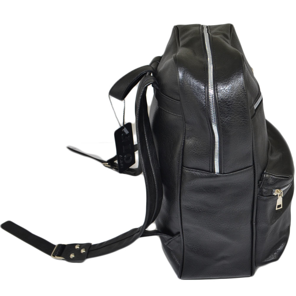 Zaino nero uomo borsa medio rettangolare 13 pollici laptop portatile pu  pelle con zip backpack casual elegante uomo zaini Malu Shoes