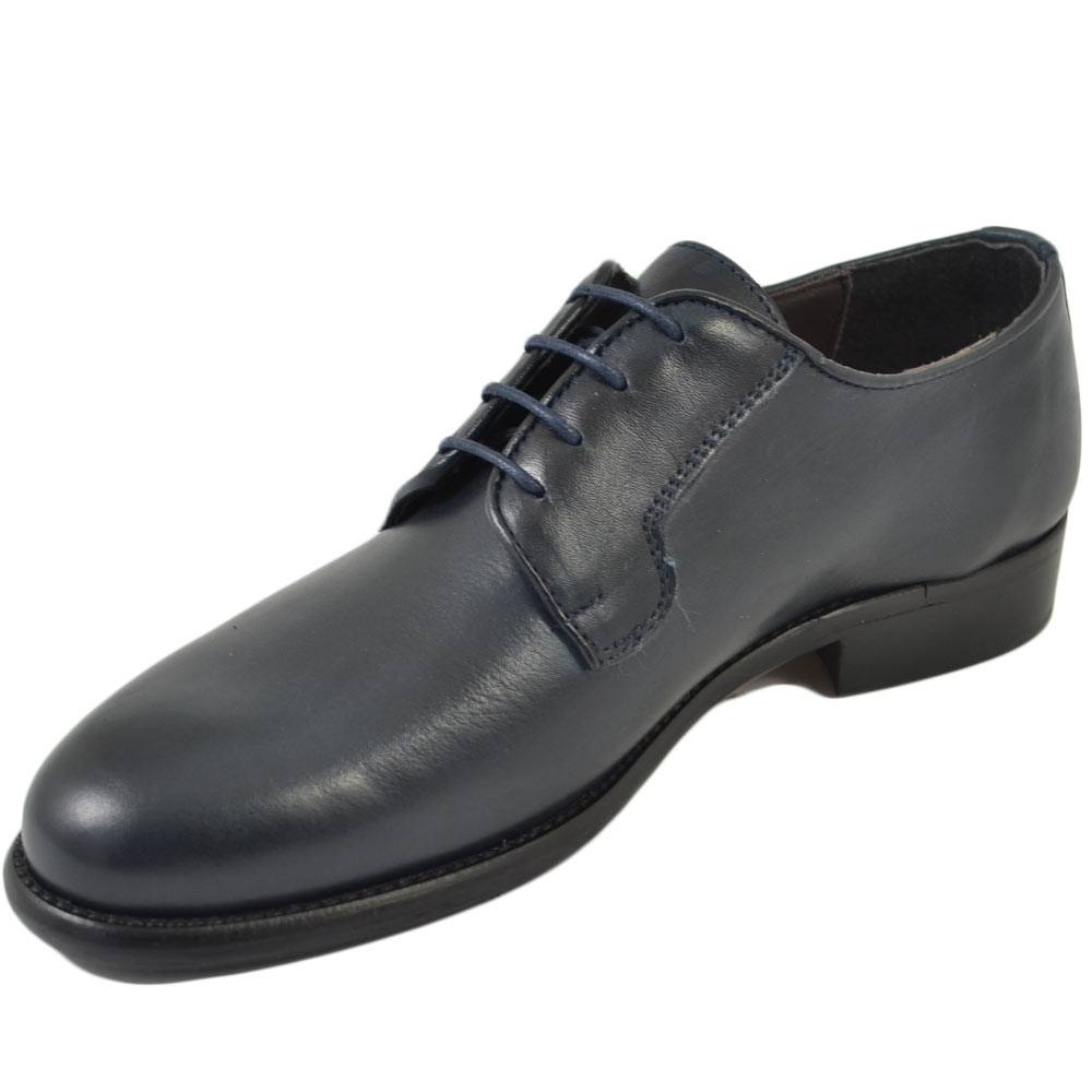 Scarpe uomo stringate classiche vernice e pelle lucida blu