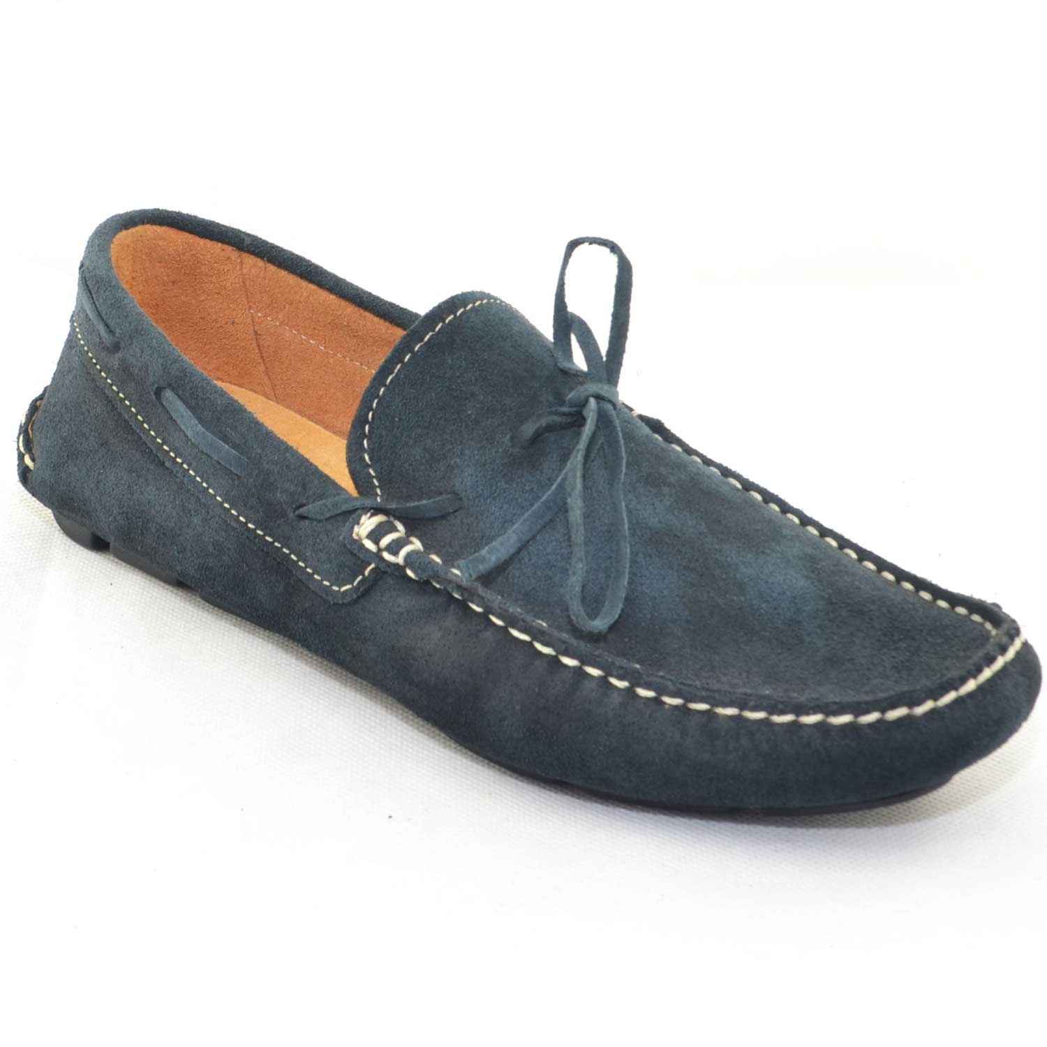 mocassino car shoes uomo blu comfort man casual made in italy vera pelle fondo antiscivolo moda estiva glamour