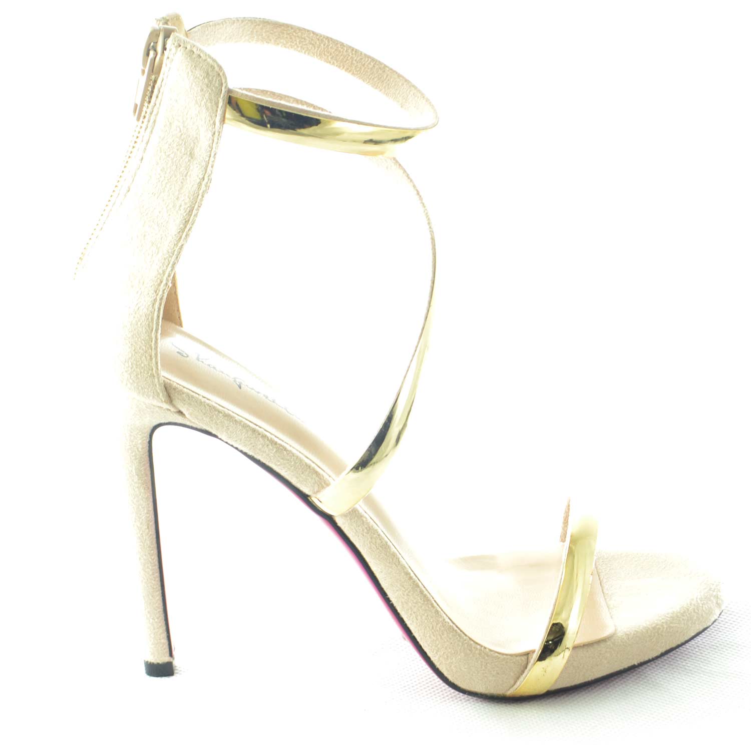 Sandalo elegante tacco a spillo in camoscio nude con fascette gold e  intreccio a tre fasce glamour linea luxury donna sandali tacco Malu Shoes |  MaluShoes