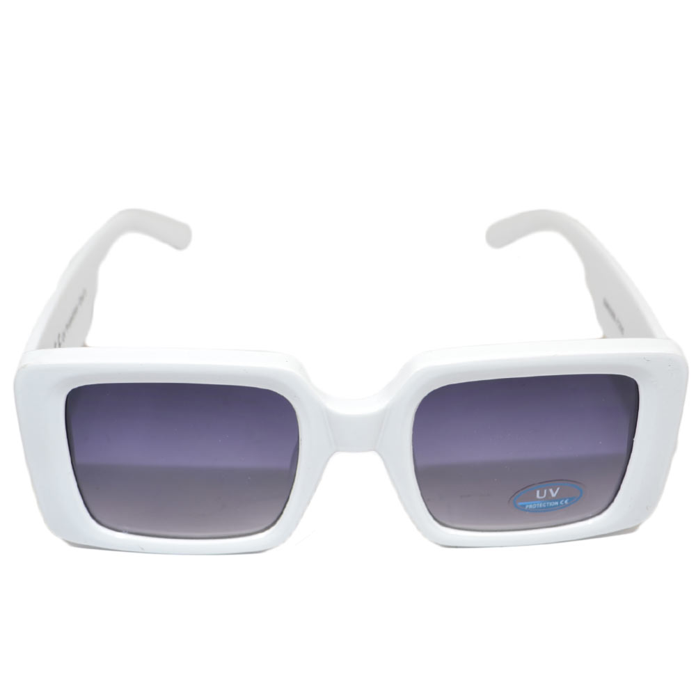 OCCHIALI DA SOLE DONNA SUNGLASSES QUADRATO IRREGOLARE BIANCO MONTATURA LEGGERA MODA GIOVANE