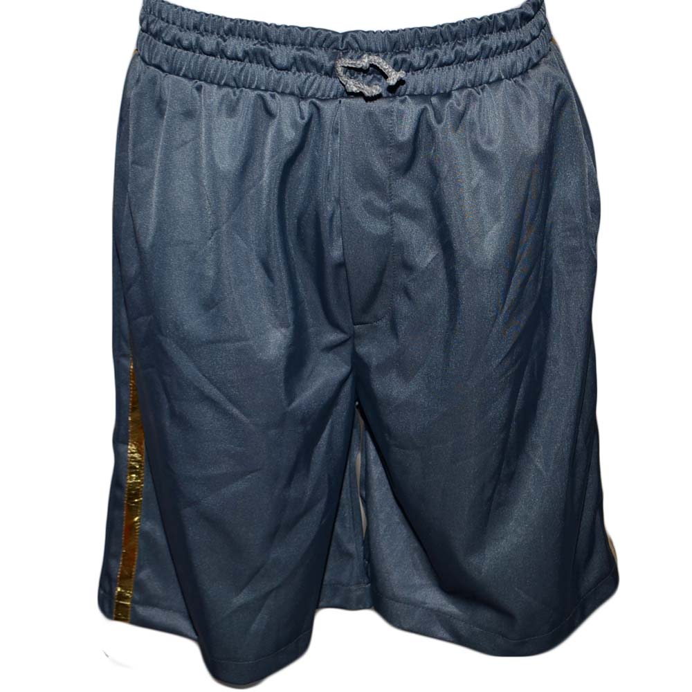 Bermuda Uomo Pantaloncini Sport Shorts Azzurro pastello strisce oro tasche america moda giovanile