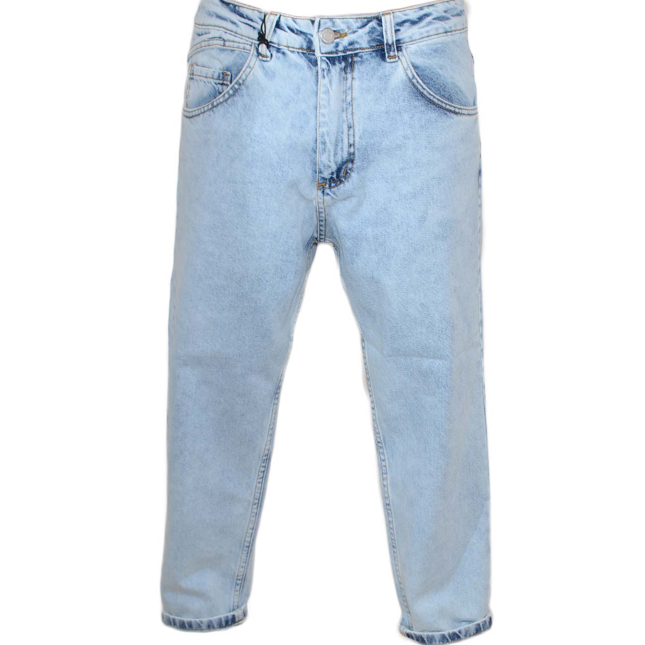Pantaloni Jeans chiaro denim biker sfumato Skinny fit chiusura con bottone e cerniera. lavaggio graduale vintage.