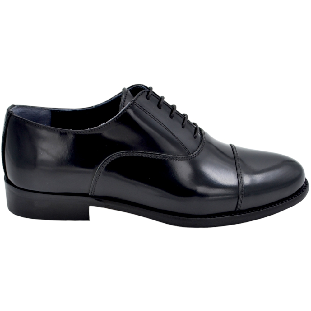 Scarpe uomo francesina inglese vera pelle lucida nera made in italy fondo classico cerimonia genuine leather