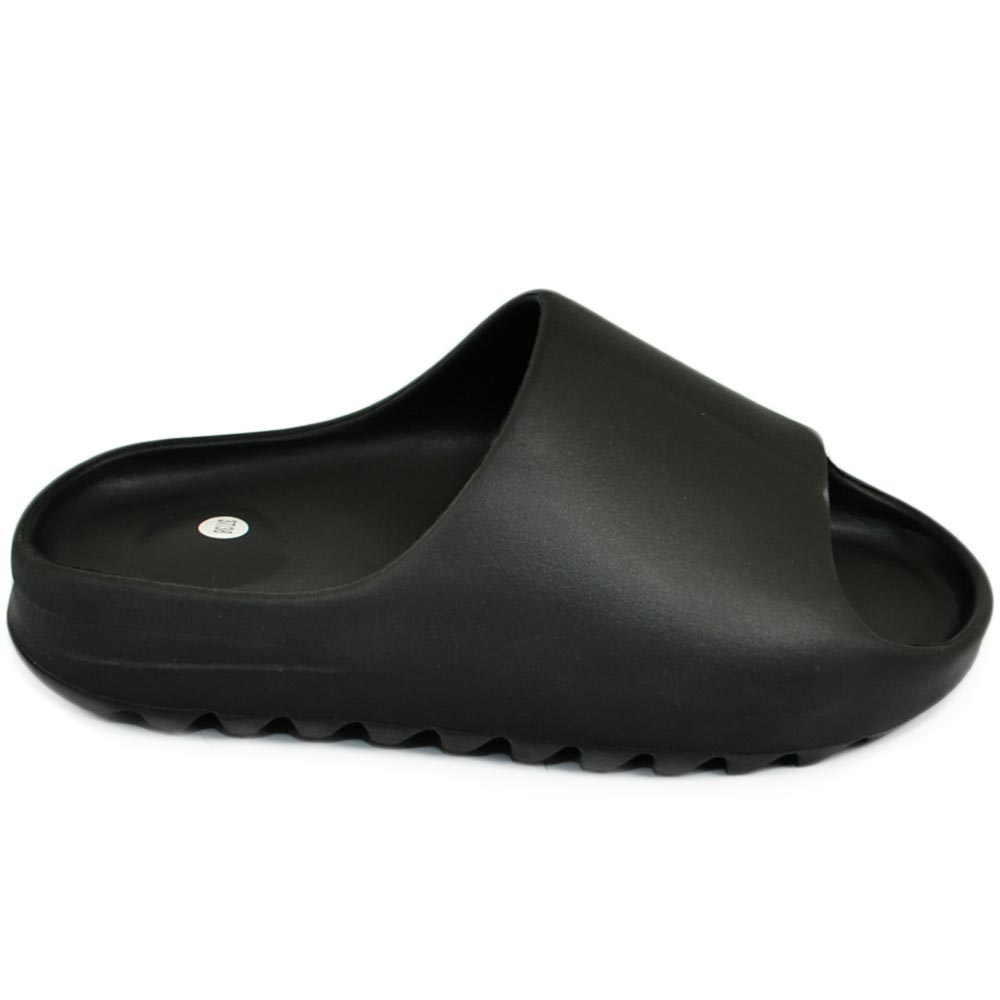 Ciabatte pantofole gomma alte nero fondo zigrinato morbide con push up interno moda estate doccia mare spiaggia.