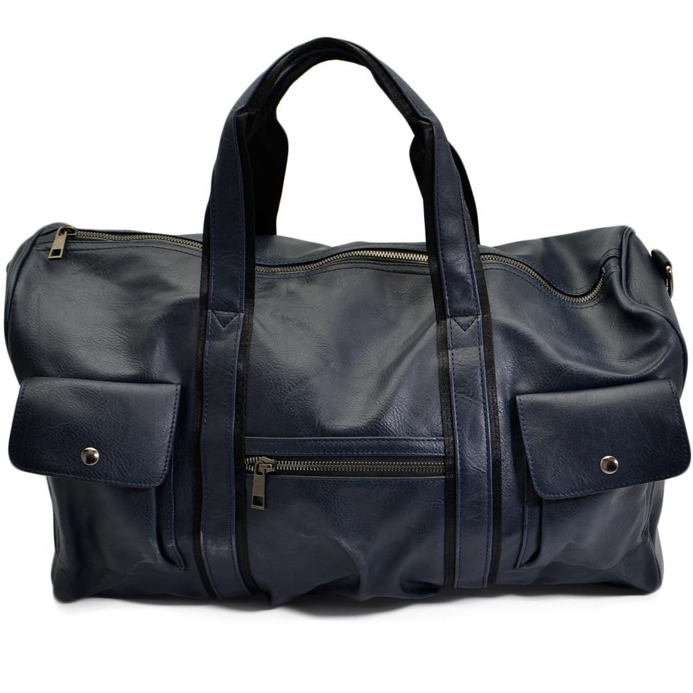 Borsone blu uomo borsa grande in ecopelle con tasche portaoggetti tracolla vintage voli tracolla regolabile e ganci zip