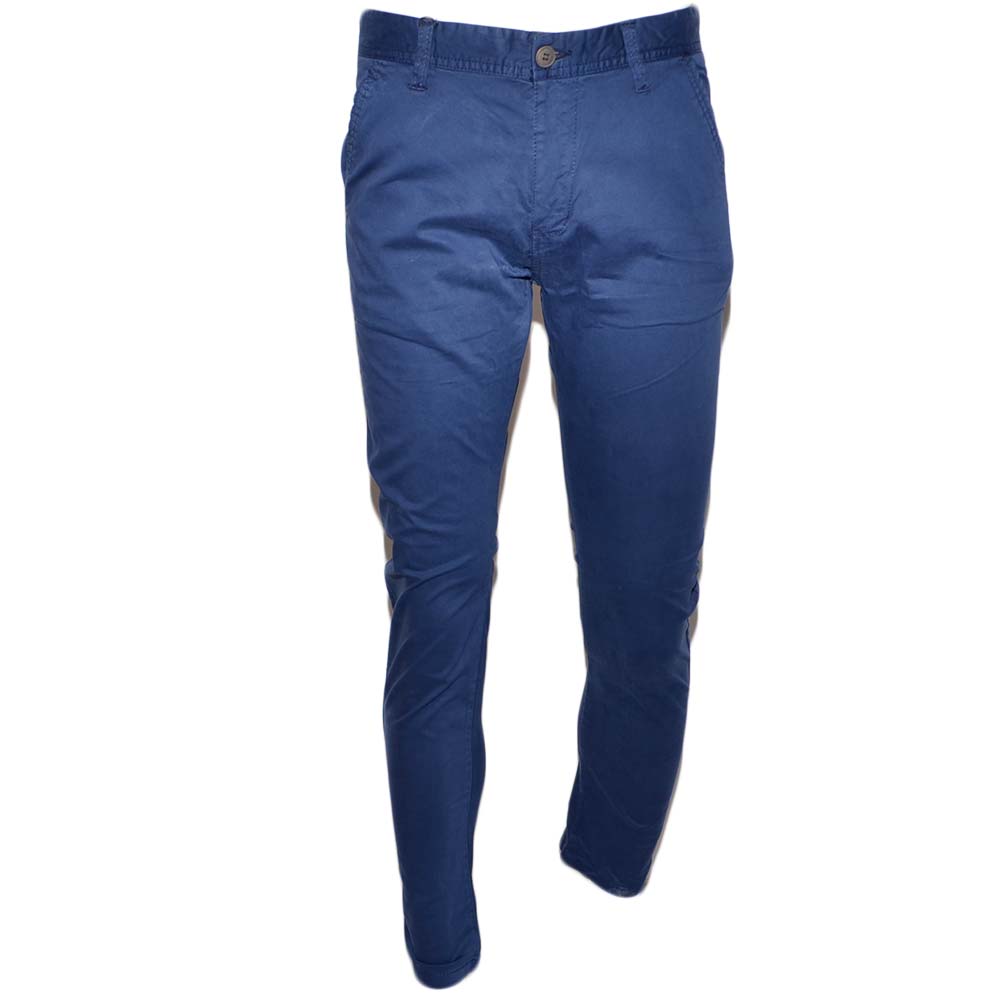 Pantalone uomo blu cobalto in cotone elasticizzato colori vari classico sportivo tasca america made in italy.