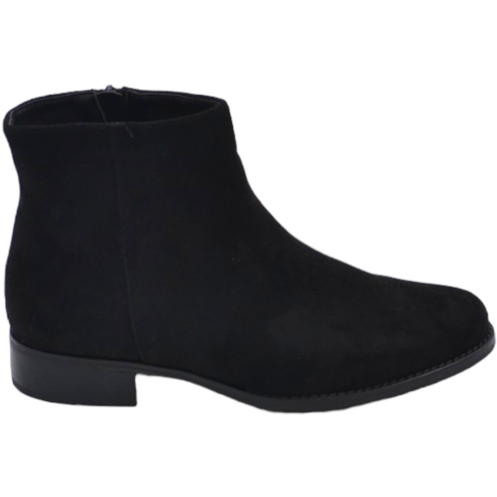 Stivaletti donna chelsea boots in ecopelle scamosciata nero fondo sottile zip laterale alla caviglia comodo