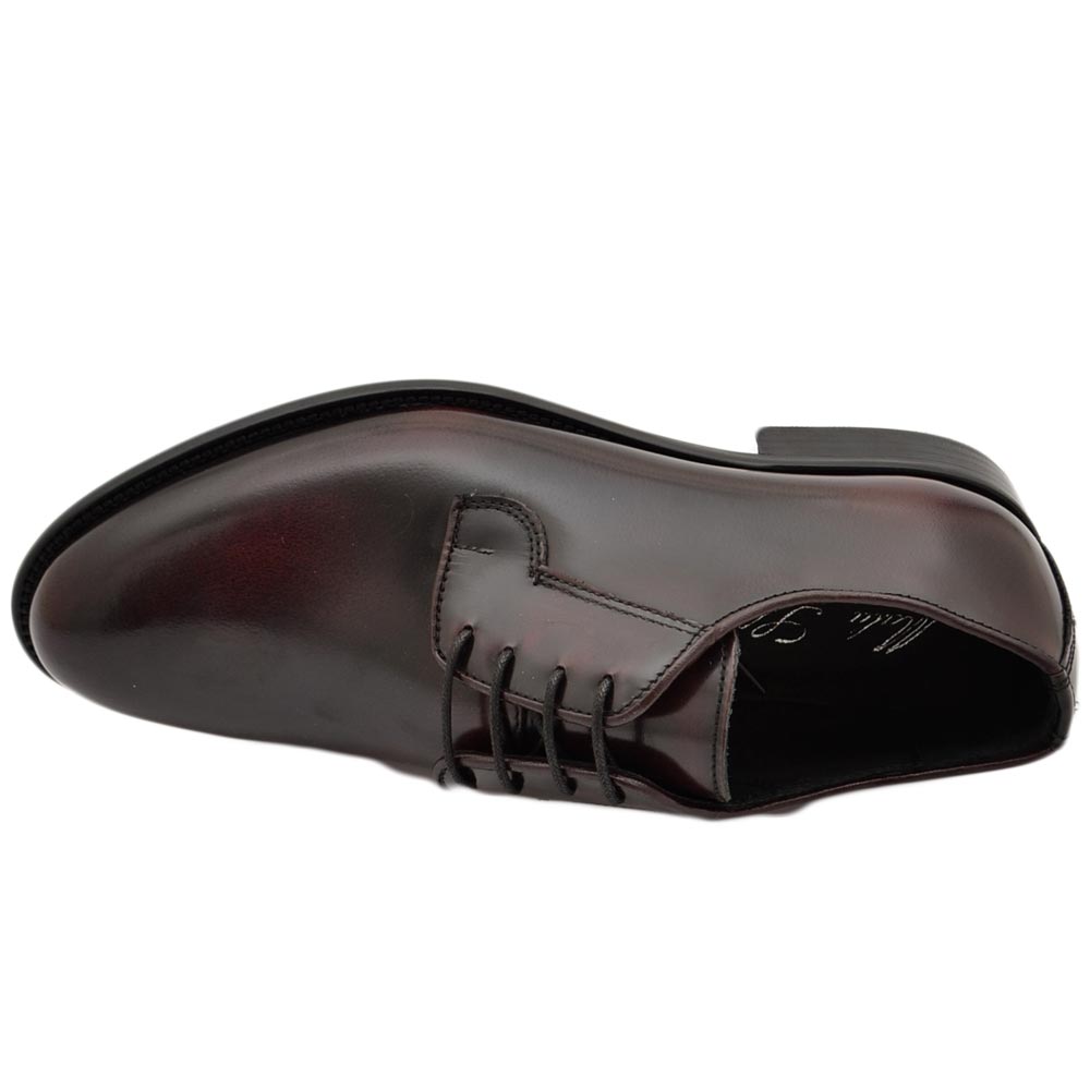 Scarpe uomo stringate liscia vera pelle bordeaux spazzolata a mano fondo  classico vero cuoio antiscivolo moda elegante uomo classiche Malu Shoes