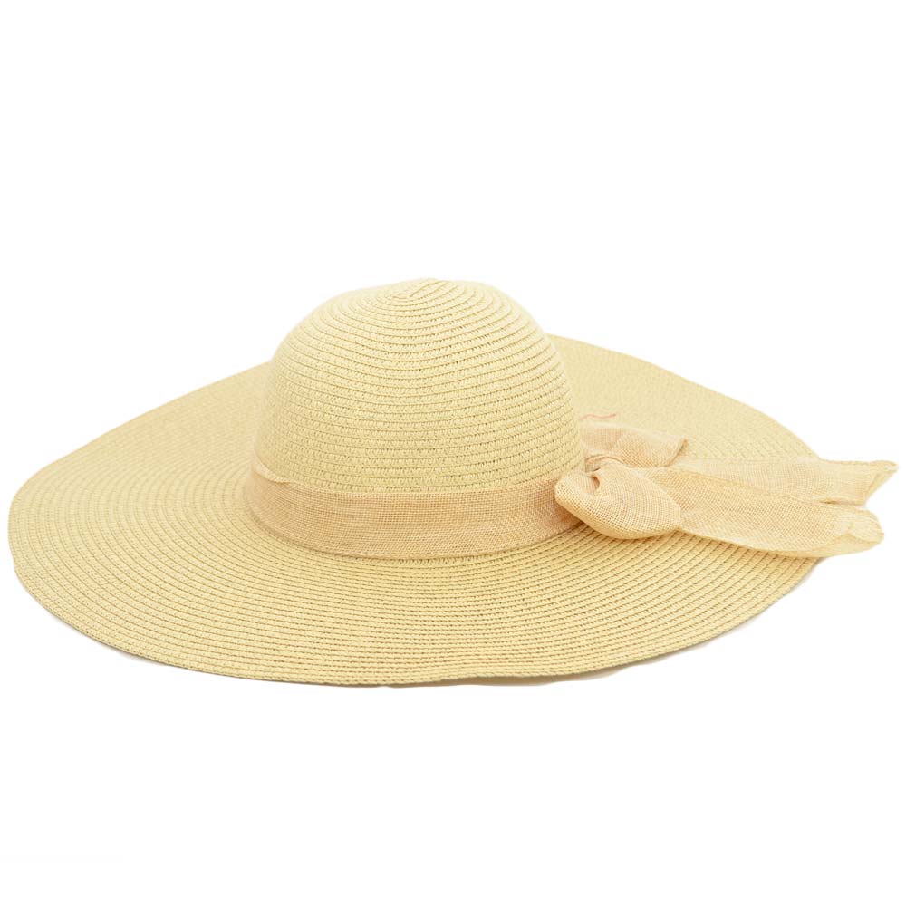 Cappello parasole di paglia beige donna elegante tesa larga da sole estate flessibile e pieghevole per l’estate fiocco