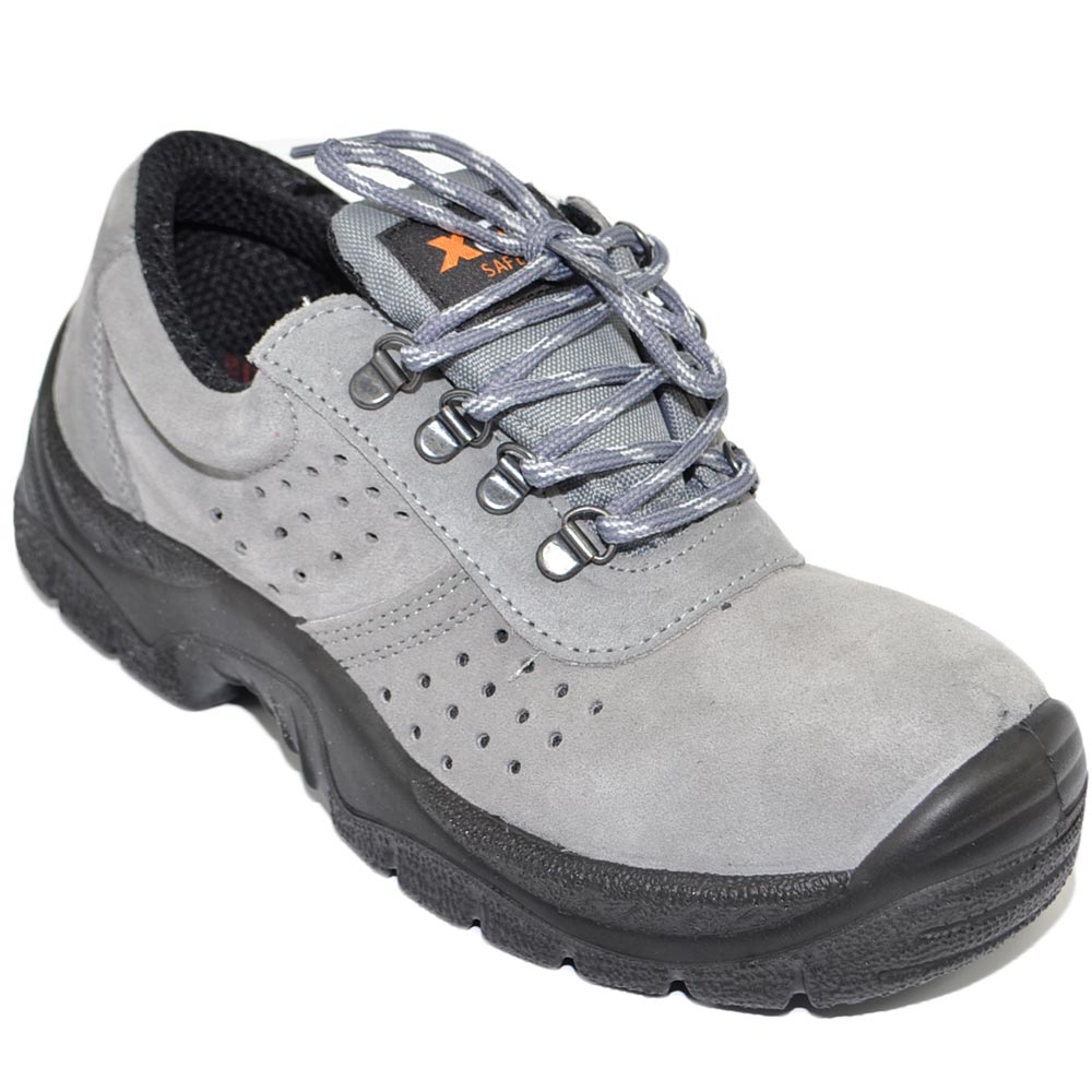 Scarpe da lavoro uomo antinfortunistiche basse in pelle grigio antiscivolo  aggrappante con puntale in acciaio resistente uomo scarpe antinfortunistiche  Malu Shoes