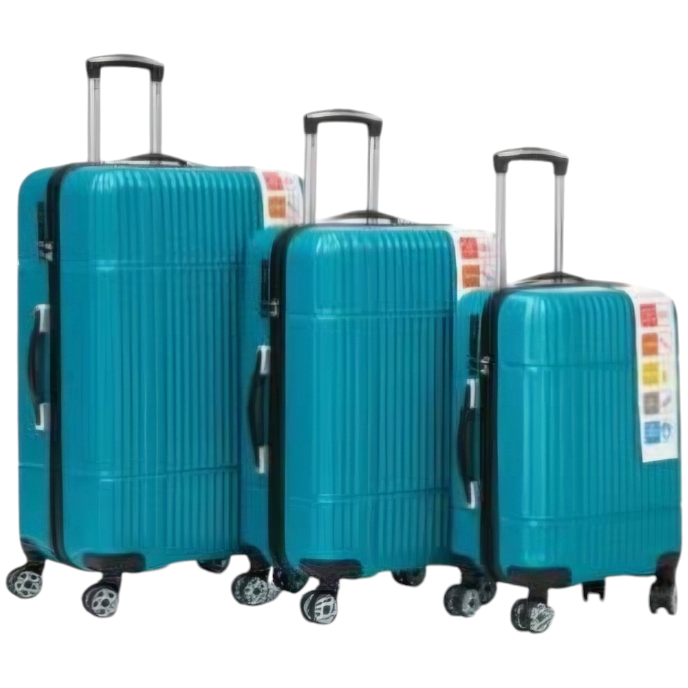 Set di 3 valigie verde petrolio con struttura rigida trolley valigie bagaglio a mano