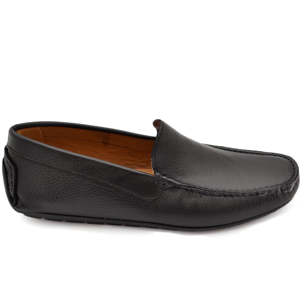 Mocassino barca uomo nero comfort casual made in italy in vera pelle nappa fondo antiscivolo gomma estiva