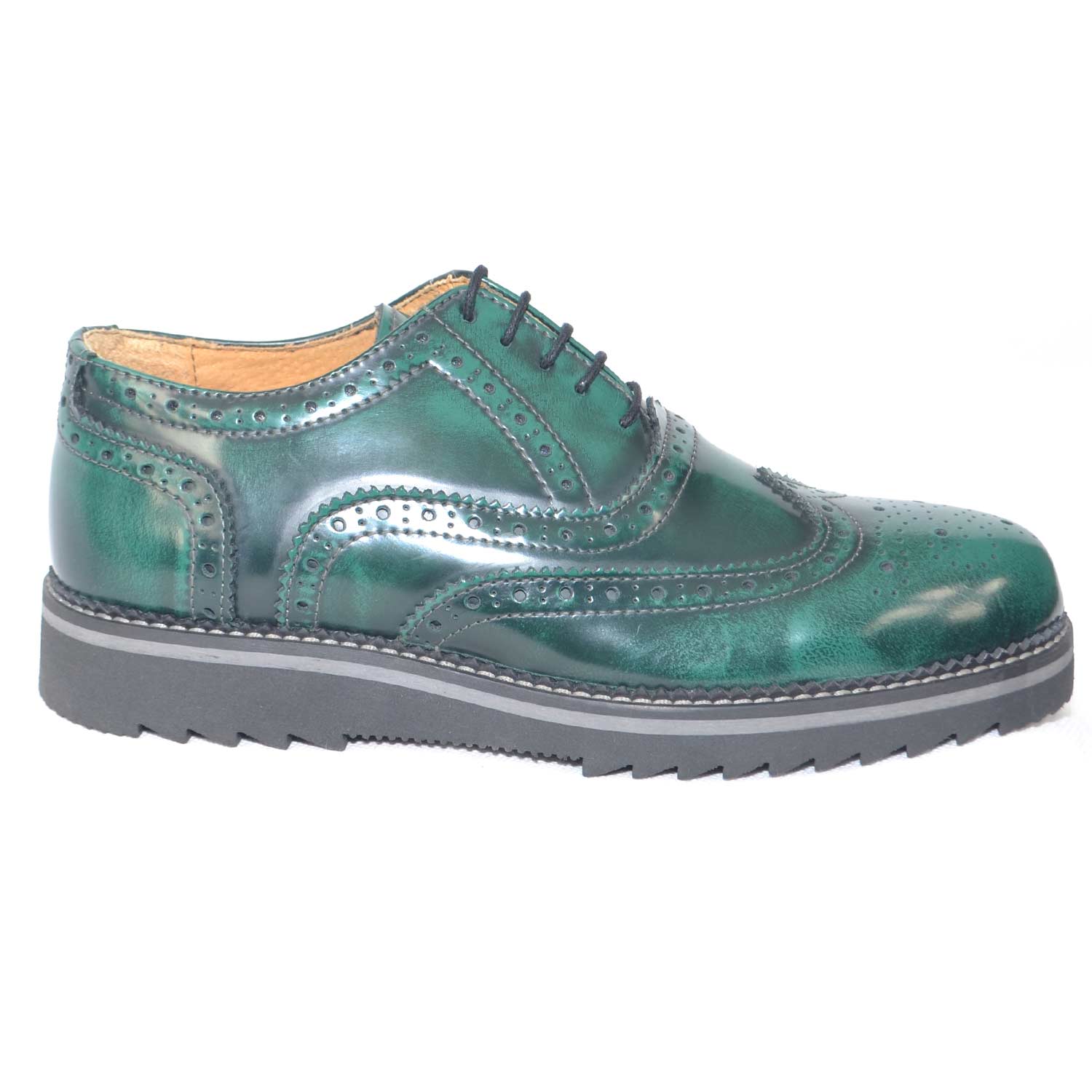 Scarpe stringate moda uomo francesine vera pelle verde abrasivato moda giovanile classico sportivo