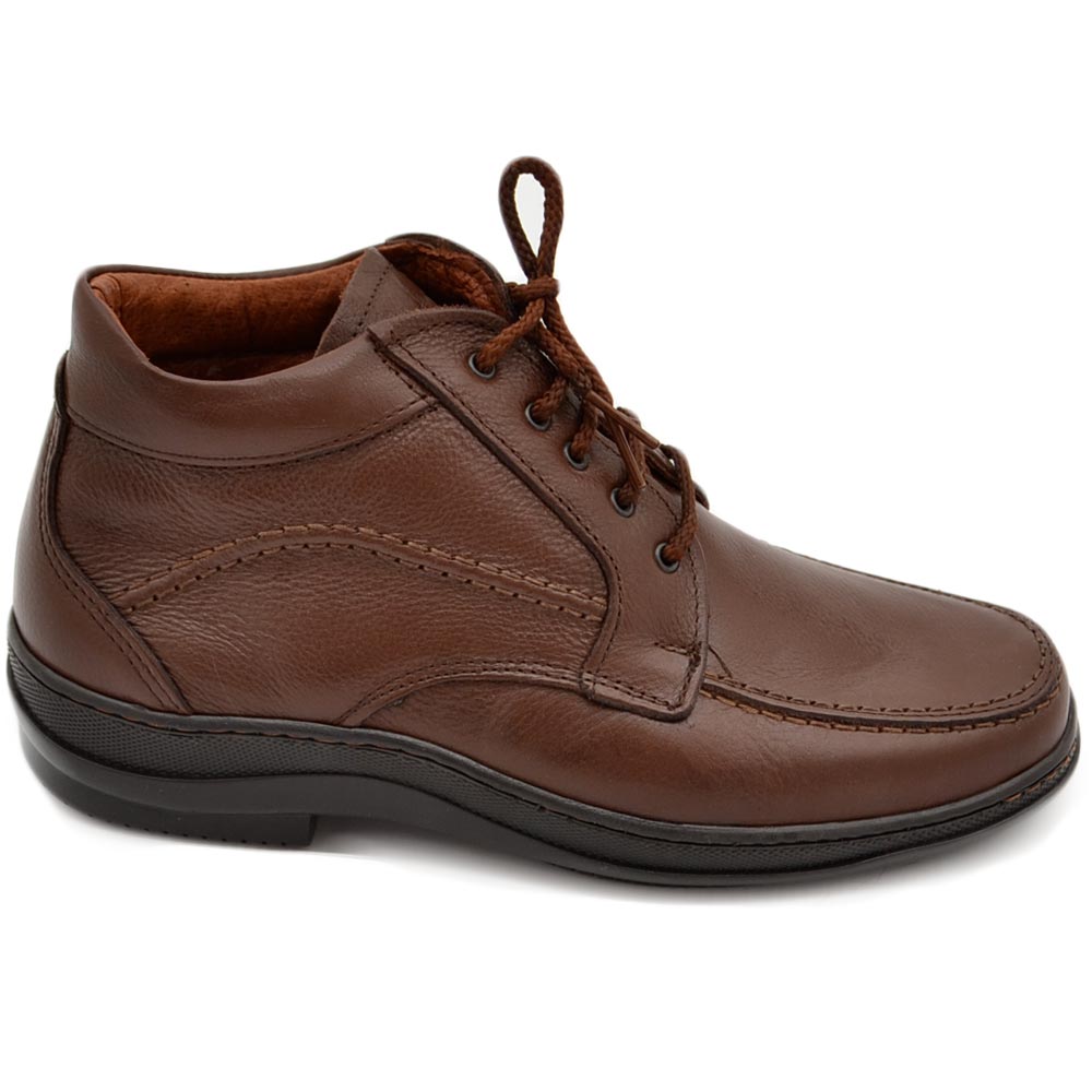 Scarpe uomo polacchino comfort passeggio eleganti pelle marrone made in italy vera pelle gomma alta nera anatomica