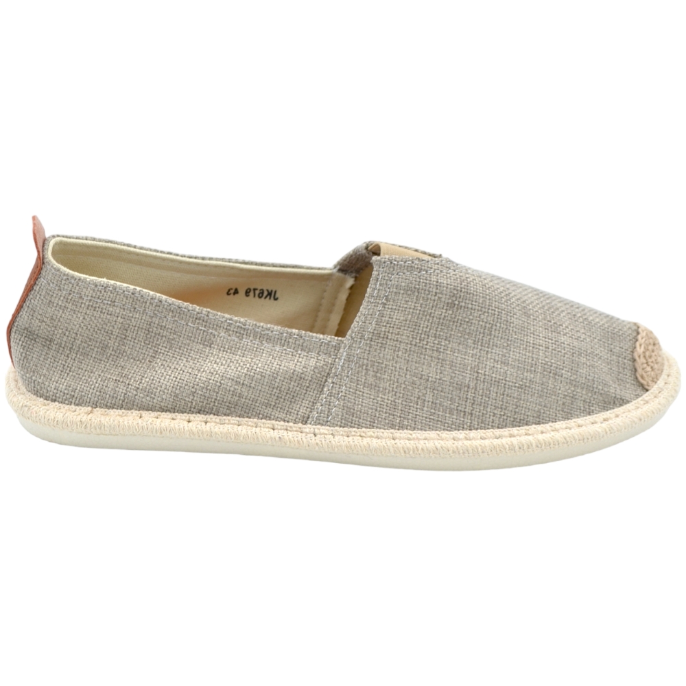 Espadrillas uomo scarpe da barca in tela e corda beige fondo interno memory e suola esterna in paglia 