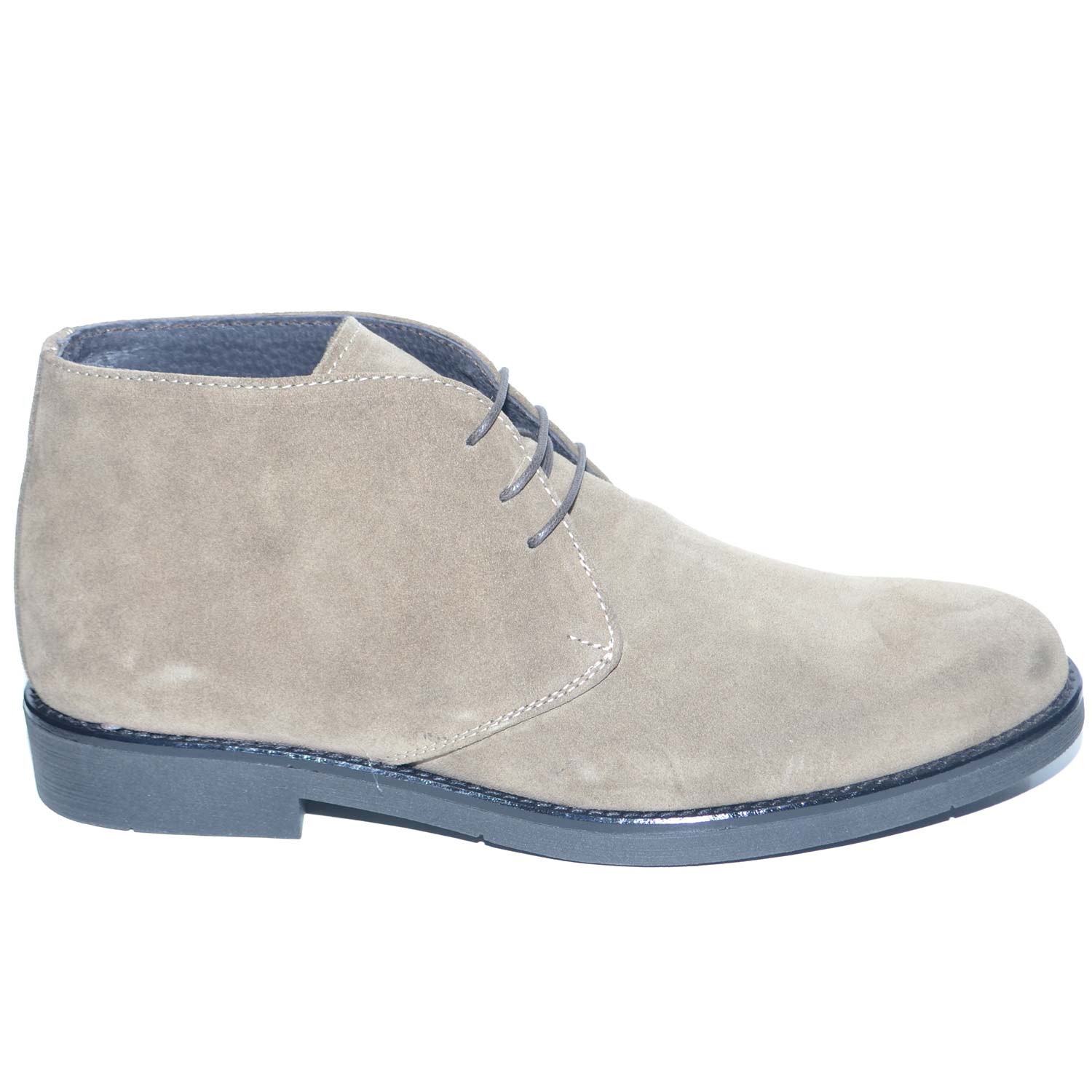 Polacchino uomo invernale in vera pelle camoscio tortora comfort basic stile italiano scarpe da professionista handmade 