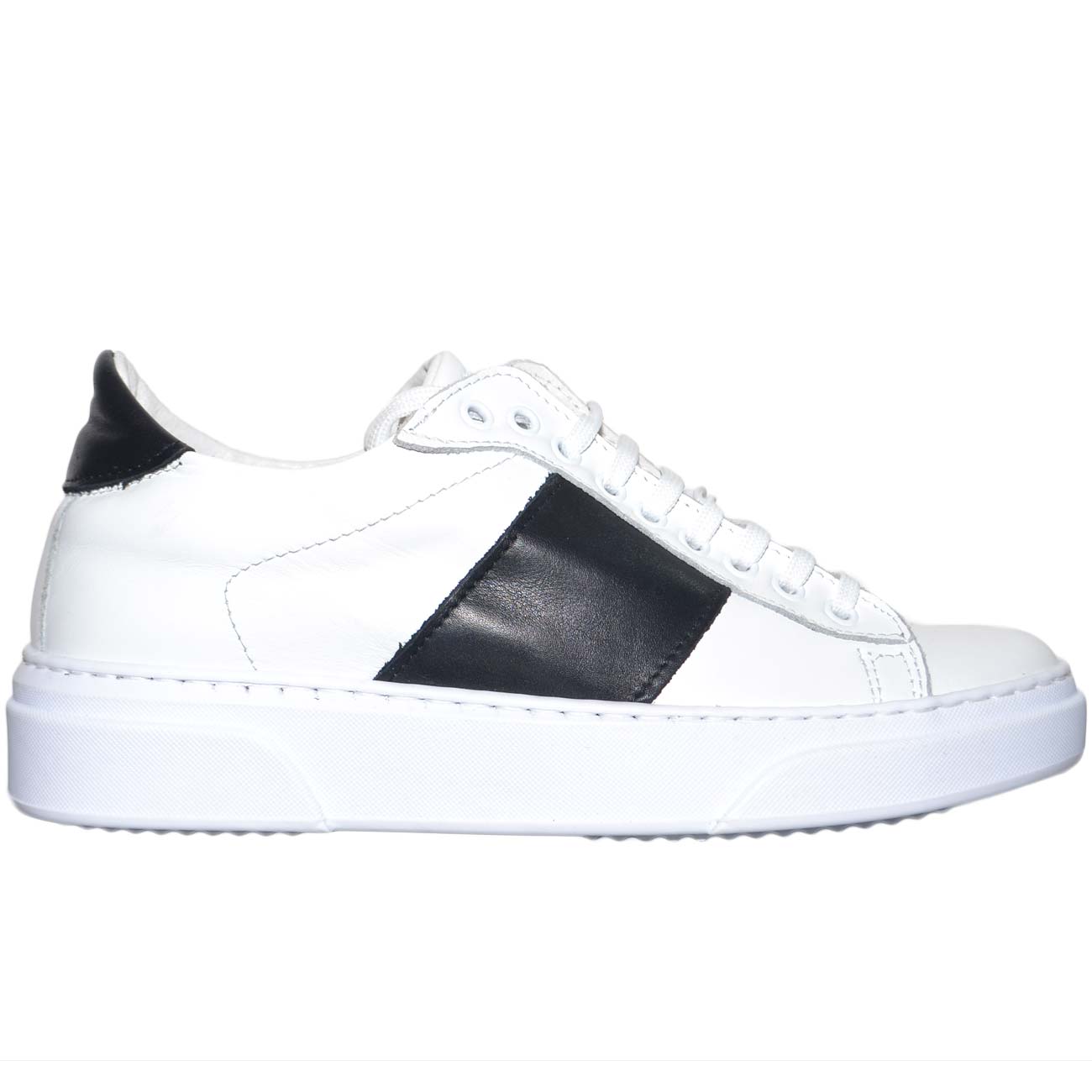 sneakers bassa uomo in vera pelle bianca bicolore nera con striscia fondo  under | eBay