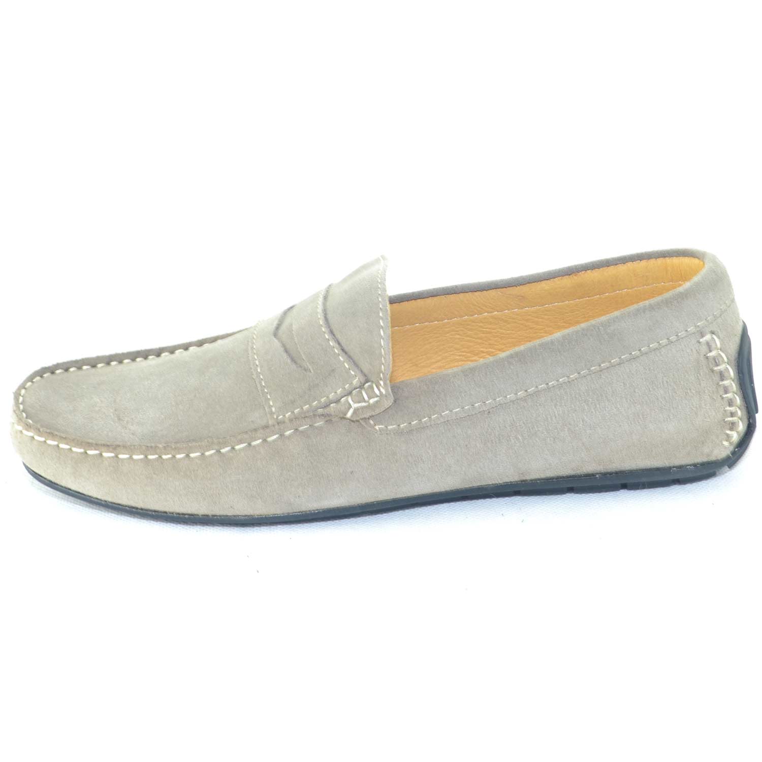 mocassino car shoes interland uomo beige scuro comfort man casual made in italy vera pelle fondo antiscivolo moda estiva