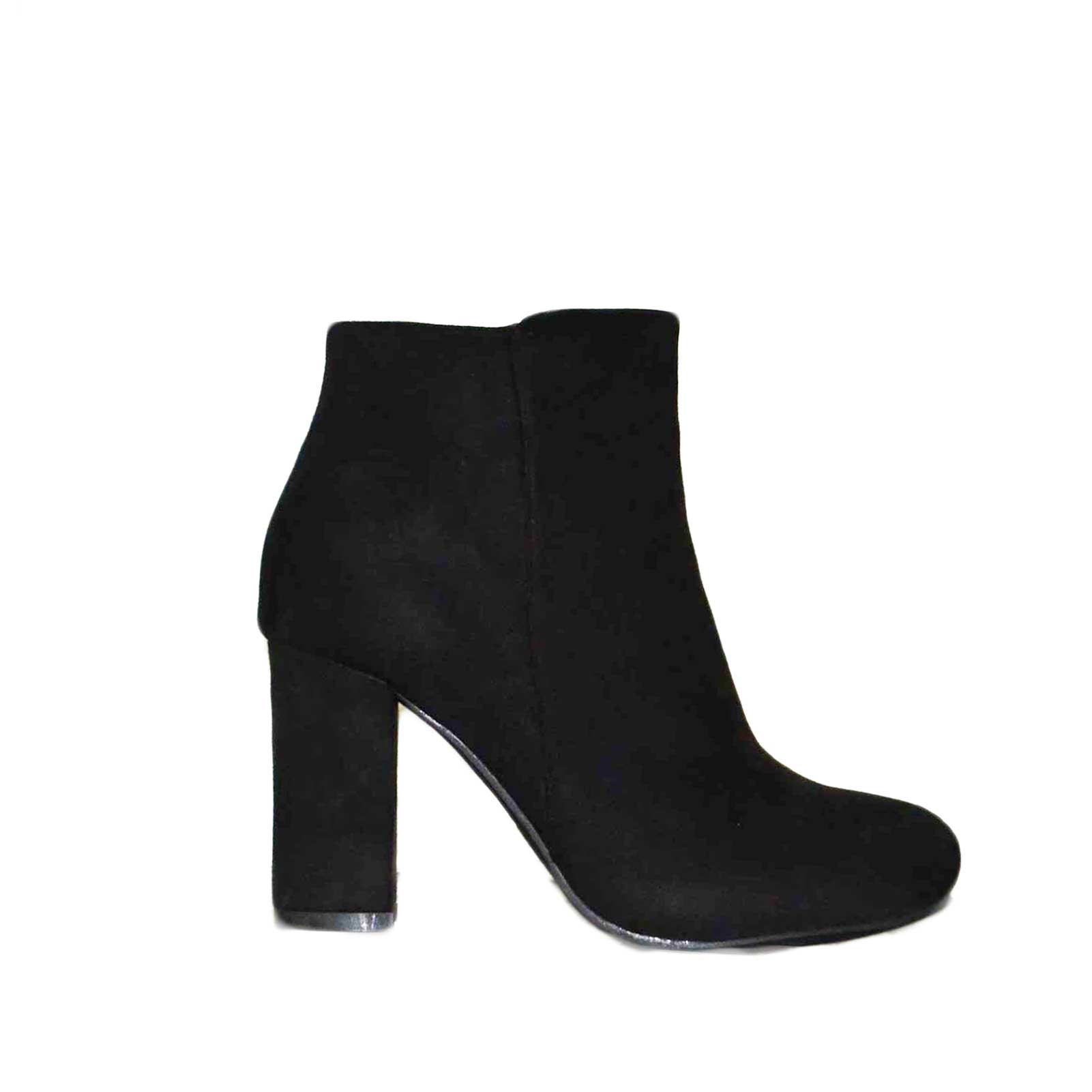 tronchetto donna nero black tinta unita zip tacco spesso punta tonda donna  tronchetti Malu Shoes | MaluShoes