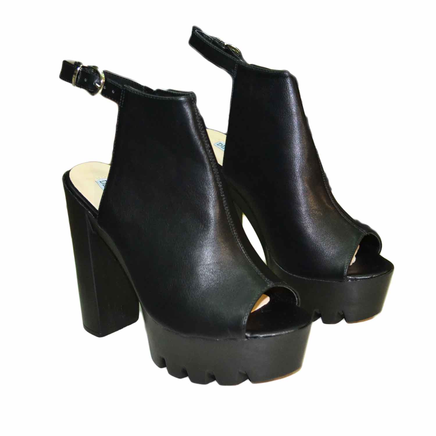 Scarpe donna calzature tacco jeffry nero alto comfort con cinturino ...