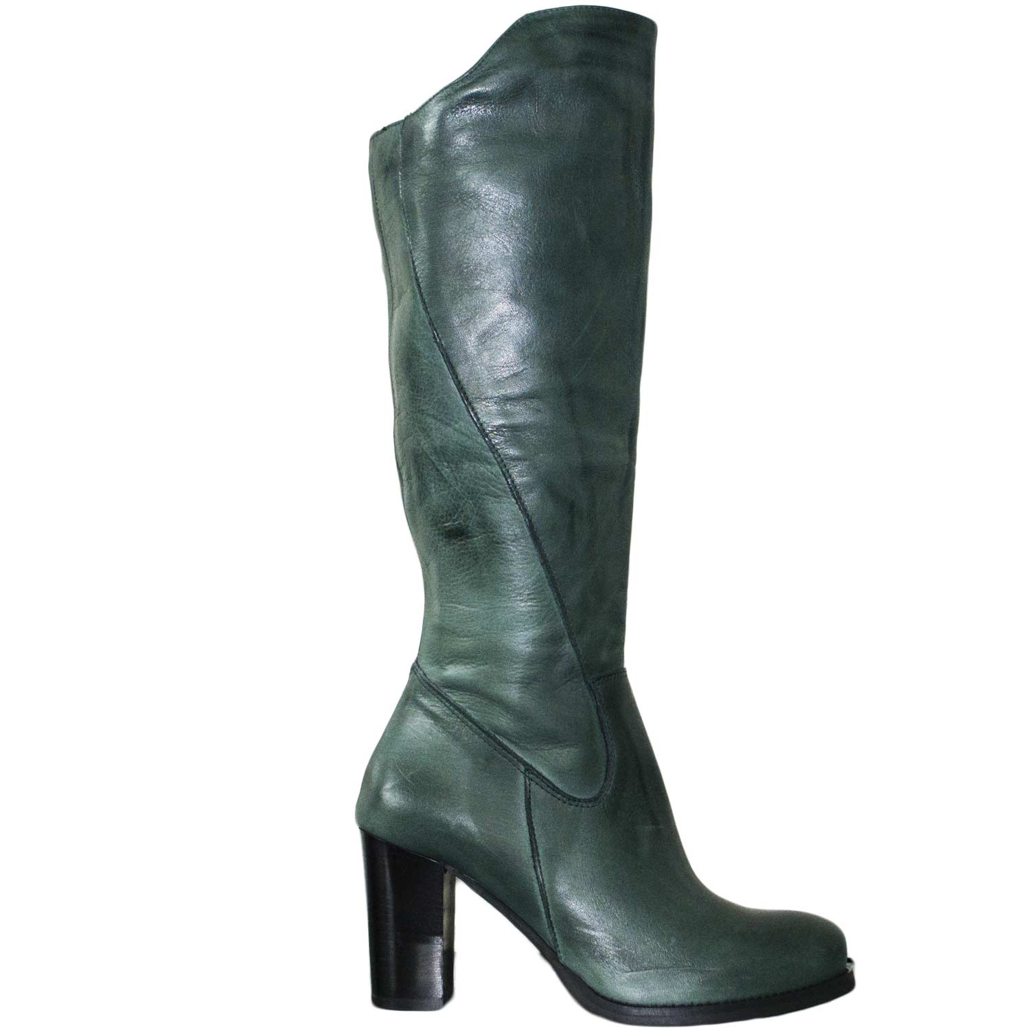 Stivale donna vera pelle verde tacco largo comfort made in italy art 10230  donna stivali Malu Shoes | MaluShoes