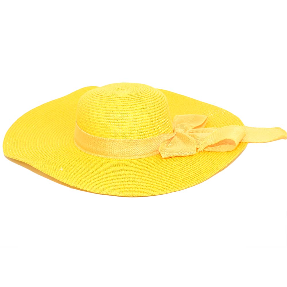 Cappello parasole di paglia giallo da donna elegante tesa larga da sole estate flessibile e pieghevole per l’estate 