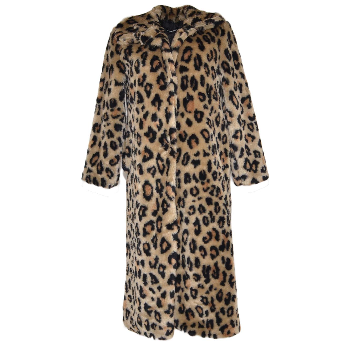 Pelliccia giacca ecologica donna leopardata lunga trend morbida