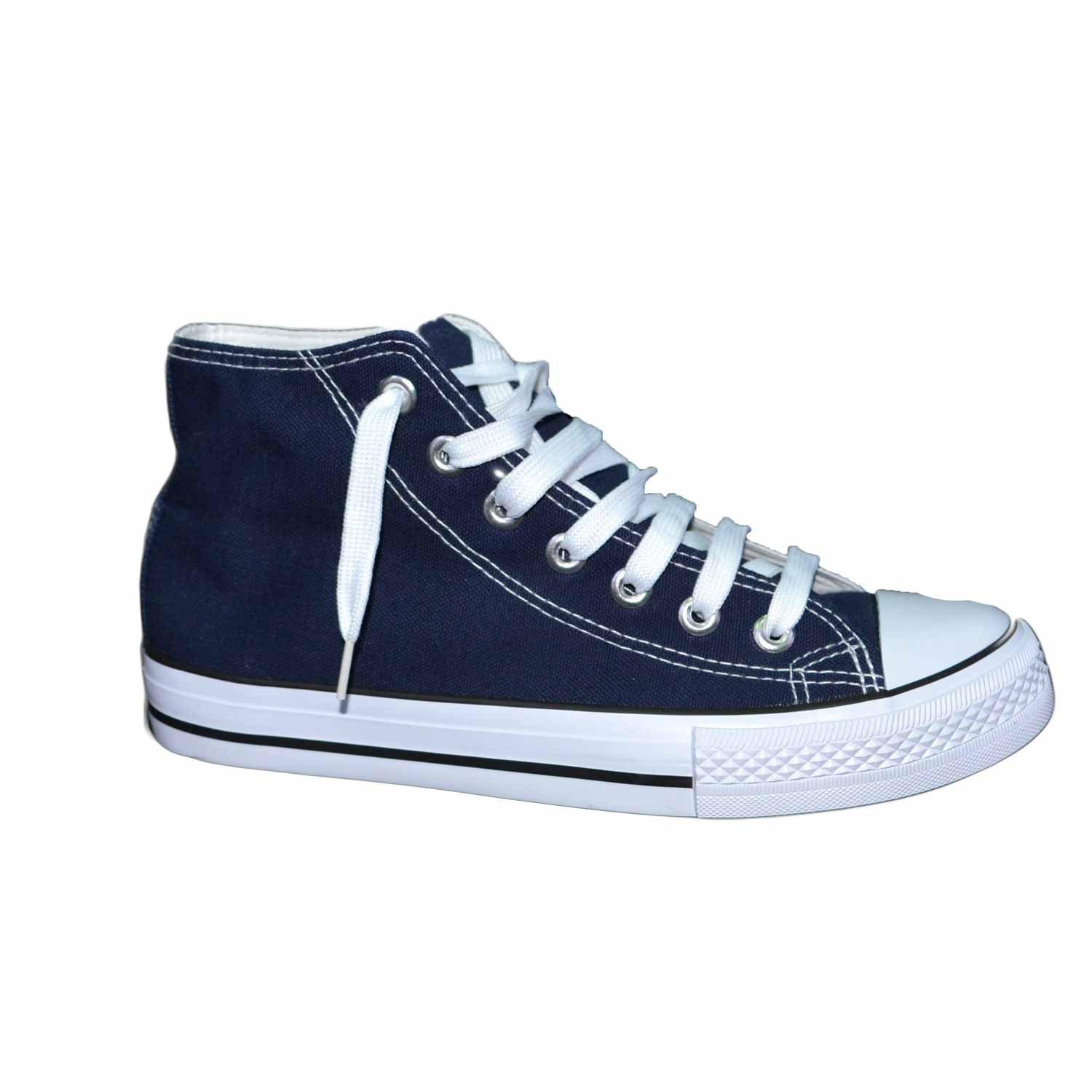 Scarpe tela uomo alte ginnico ultraleggere comode blu stringate lacci punta  bianca uomo sneakers alta Malu Shoes | MaluShoes