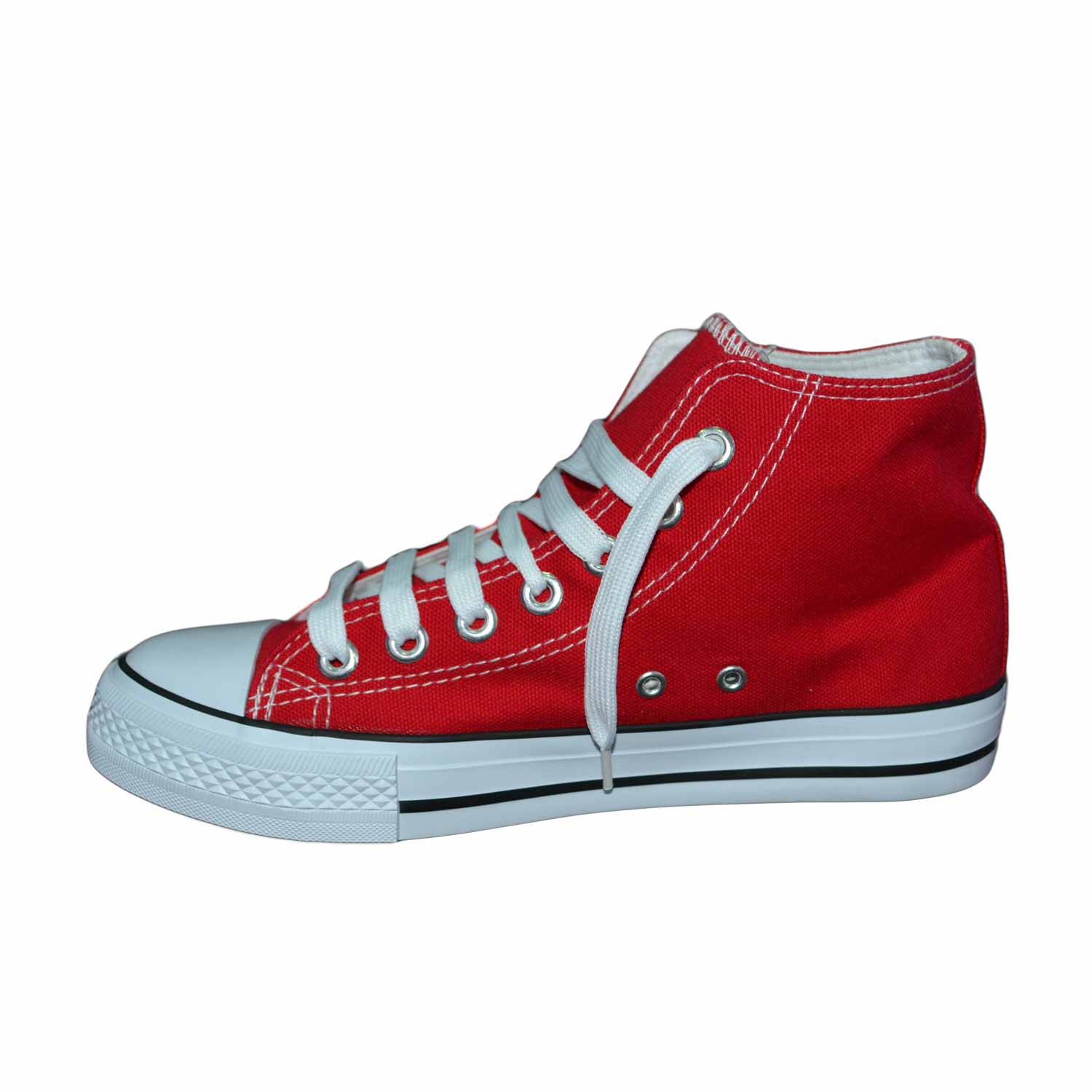 Scarpe tela uomo alte ginnico ultraleggere comode rosse stringate lacci  punta bianca uomo sneakers alta Malu Shoes | MaluShoes