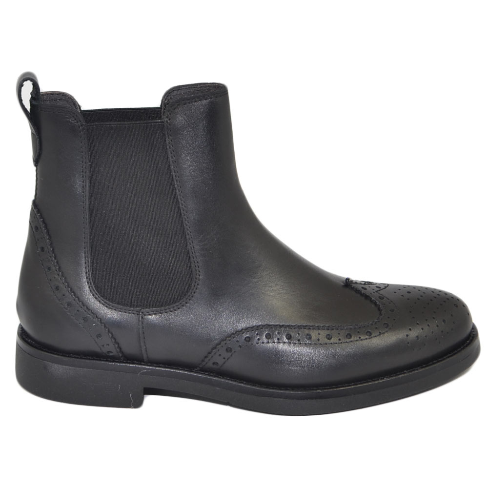 Beatles uomo stivaletto scarpe elastico in vera pelle nappa nero francesina fondo gomma light made in italy invernale.