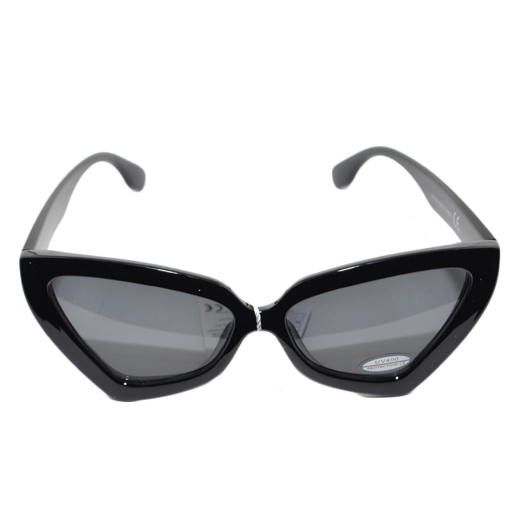 OCCHIALI DA SOLE DONNA SUNGLASSES CATEYES NERO IN OSSO LENTE FUME' CALIBRATA MADE IN ITALY