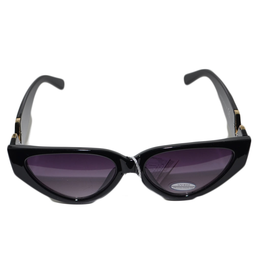 OCCHIALI DA SOLE DONNA SUNGLASSES ANNI 30 CATEYES NERO N OSSO LENTE CALIBRATA OVERSIZE MADE IN ITALY