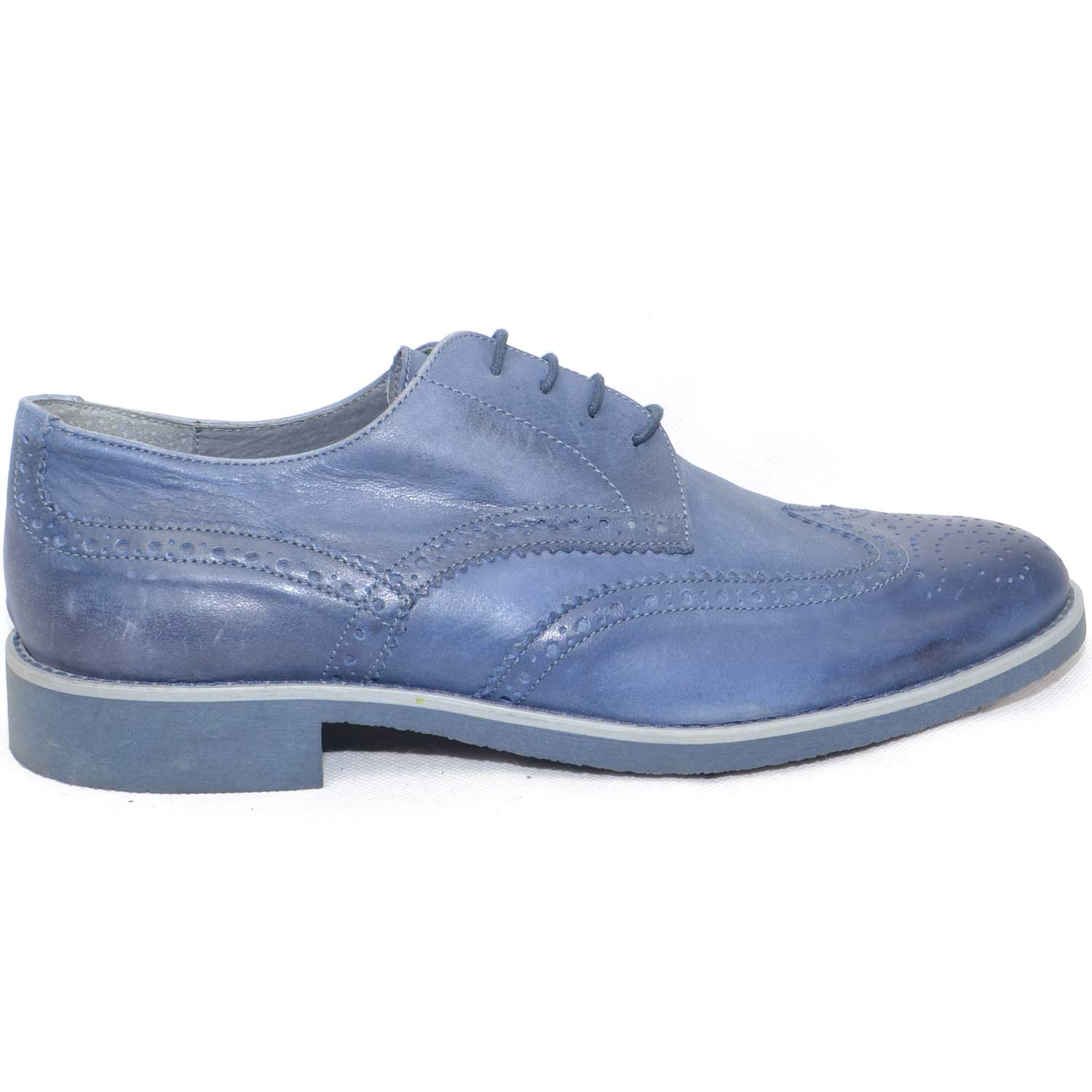 scarpe uomo stringata vera pelle crust blu fondo antiscivolo creeps made in italy classico sportivo moda