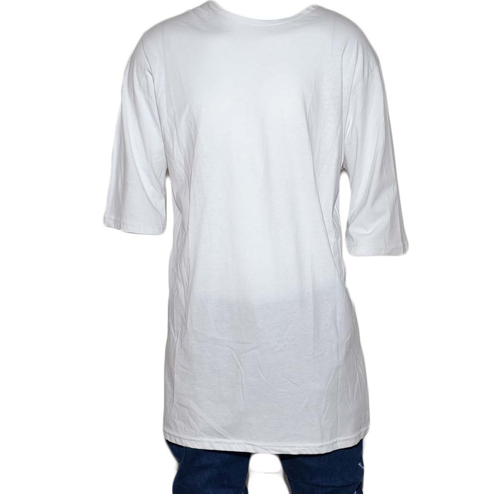 T-shirt uomo girocollo over-size tinta unita maniche corte a tre quarti scritta retro we way trend casual moda uomo
