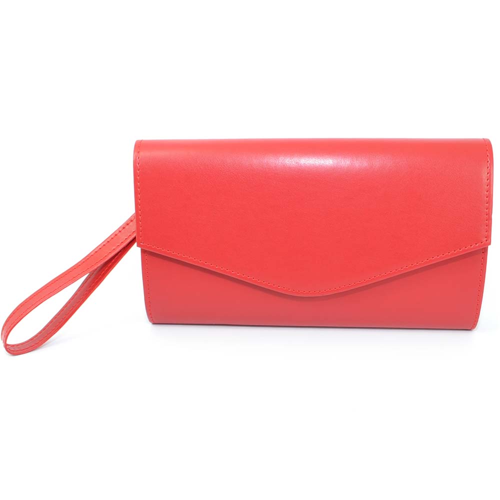 Pochette donna made in italy in ecopelle rosso con catena e chiusura clip linea basic