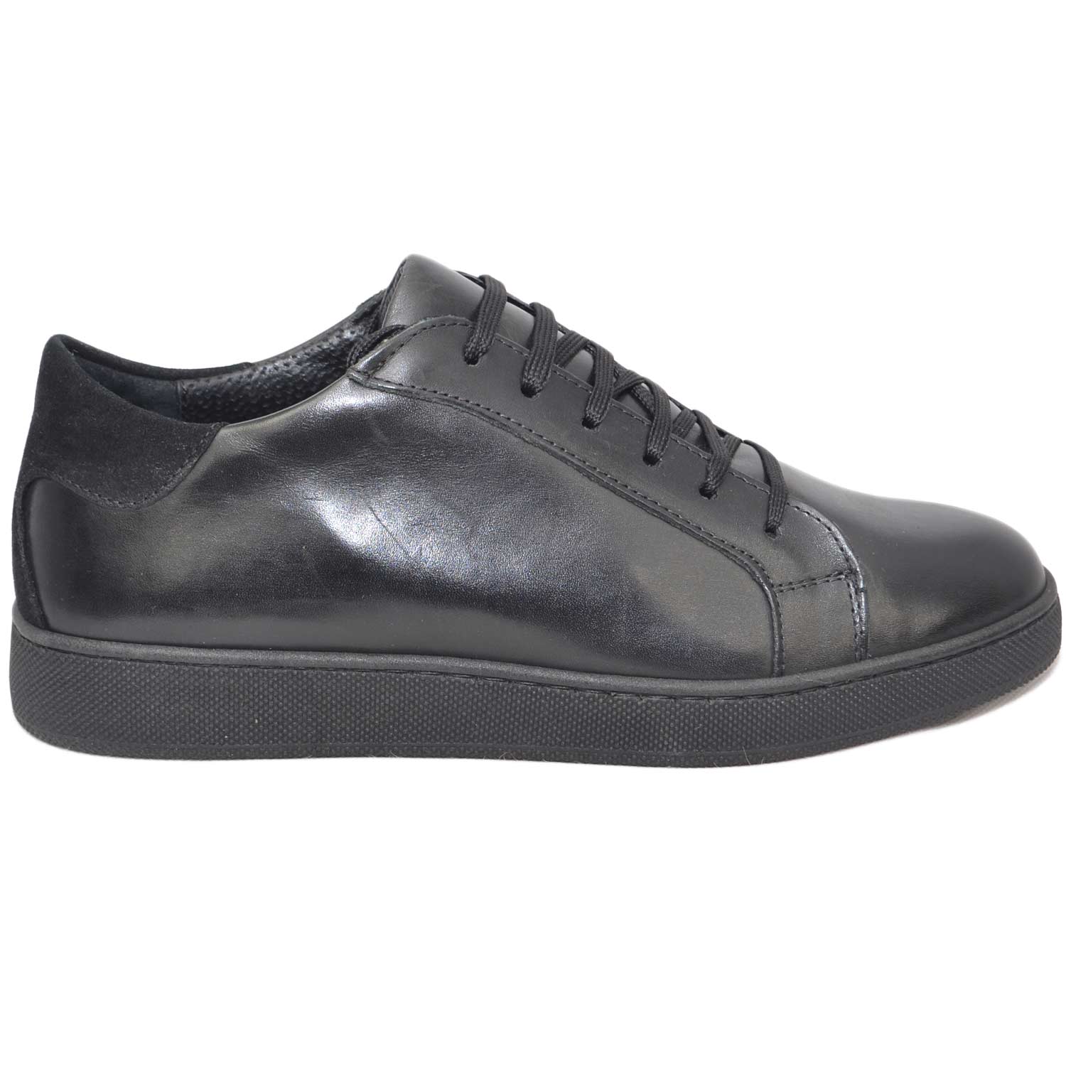 scarpe uomo sneaker bass nero made in italy moda giovanile sport lacci fondo antiscivolo 