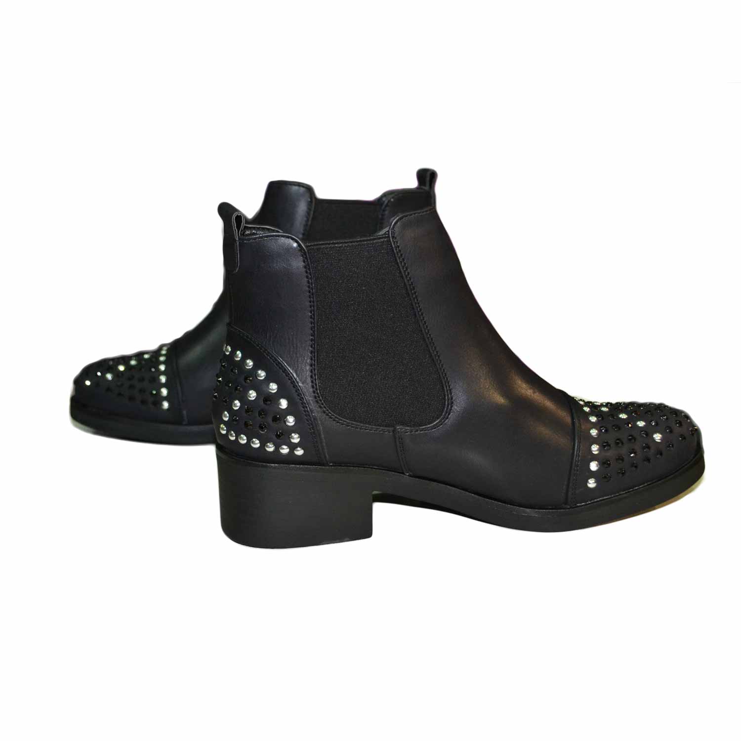 scarpe donna stivaletto nero con elastico e strass sulla punta nero e  argento donna stivaletti Malu Shoes | MaluShoes