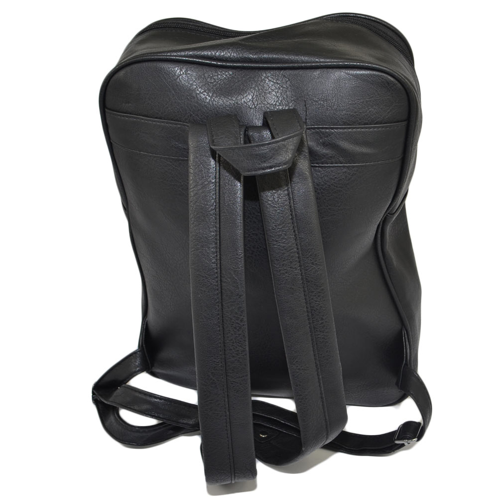 Zaino nero casual uomo borsa grande zip con scomparti laptop portatile pu  pelle fantasia intrecciata capiente comodo uomo zaini Malu Shoes