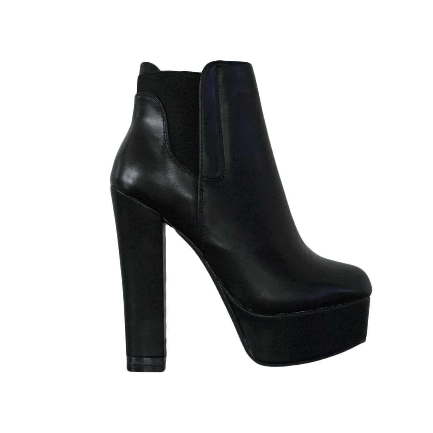 Scarpe donna tronchetto nero ecopelle elastico tacco alto comfort donna  tronchetti Malu Shoes | MaluShoes