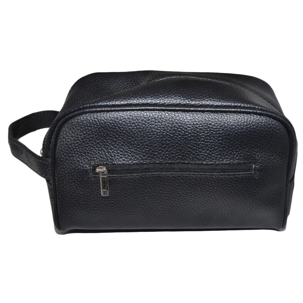 Pochette grande uomo borsa a mano nero semitonda con zip e chiusura a portafoglio comodo portaoggetti glamour.
