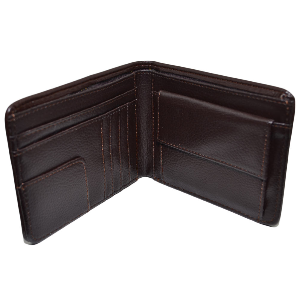 PORTAFOGLIO UOMO WALLET IN VERA PELLE MARRONE CON PORTACARTE E